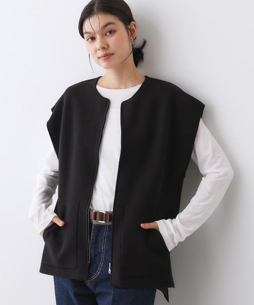 【洗える】ダブルフェイスジップジレ