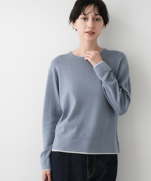 【ユニセックス/洗える】バイカラーニット