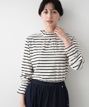 【選べる首元デザイン/洗える】ネックフリルロングカットソー