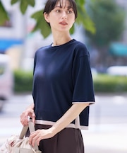 【洗える】バイカラーショート丈ニット