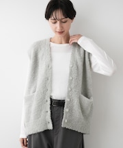 【洗える】Vネックシャギーベスト