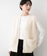 【洗える】Vネックシャギーベスト