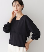 【2点セット/3WAY/洗える】ノースリーブインナー付きVネックショート丈ニット
