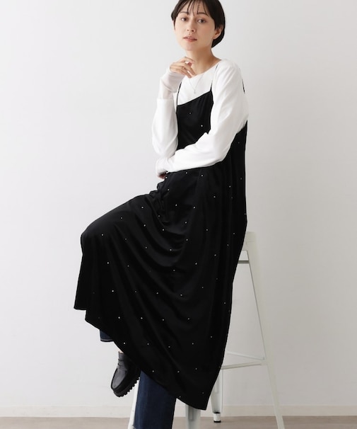 【前後2WAY/洗える】ベロアワンピース