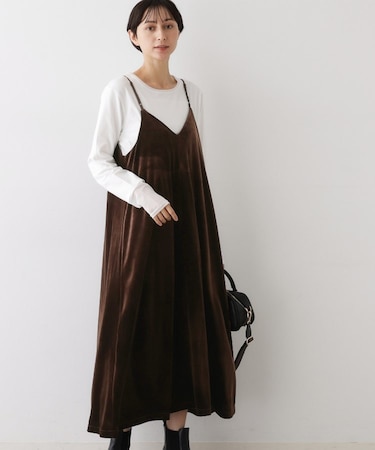 【前後2WAY/洗える】ベロアワンピース