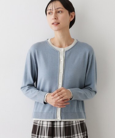 【洗える】バイカラーカーディガン