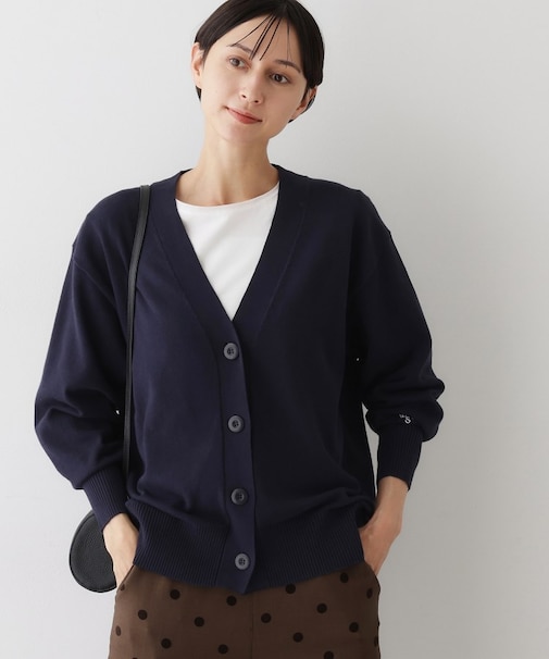 【洗える】ジャカード編みVネックカーディガン