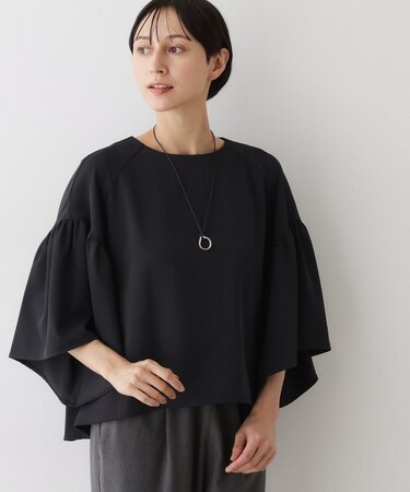 【セットアップ可・洗える】フレアスリーブブラウス