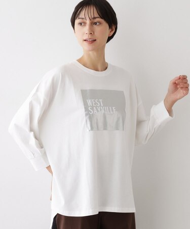 【洗える】箔プリントロングTシャツ