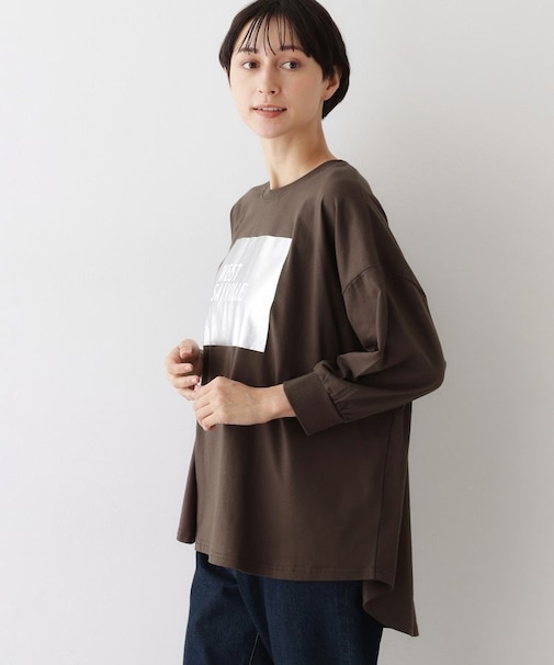 【洗える】箔プリントロングTシャツ