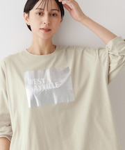 【洗える】箔プリントロングTシャツ