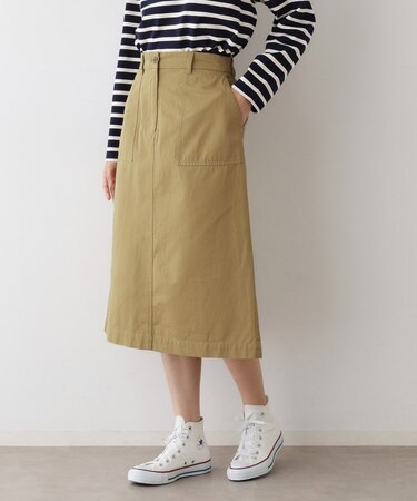 【洗える】ベイカーポケットワークスカート