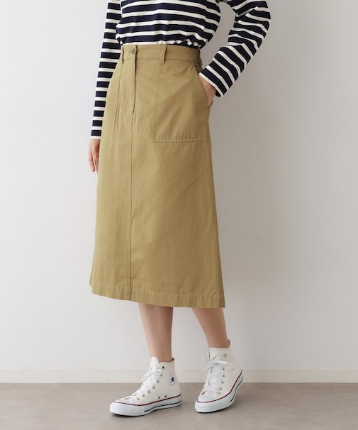 【洗える】ベイカーポケットワークスカート