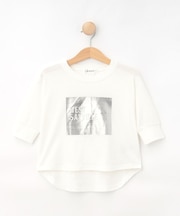 【リンクコーデ/洗える】箔プリント7分袖Tシャツ