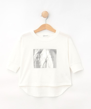 【リンクコーデ/洗える】箔プリント7分袖Tシャツ