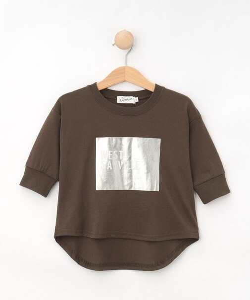 【リンクコーデ/洗える】箔プリント7分袖Tシャツ