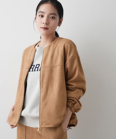 【セットアップ可・洗える】マシュマロスウェードジップブルゾン