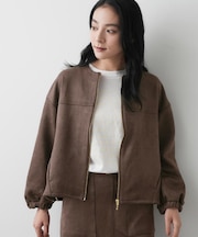 【セットアップ可・洗える】マシュマロスウェードジップブルゾン