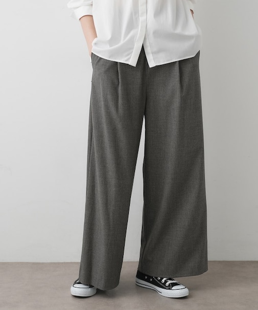 【セットアップ可・洗える】ハイウエストタックパンツ