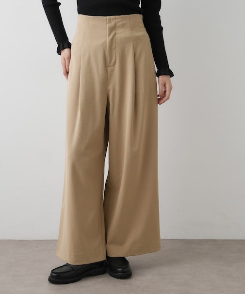 【セットアップ可・洗える】ハイウエストタックパンツ