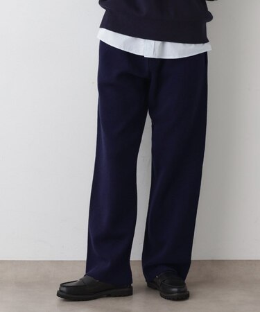 【ウエストゴム/洗える】コットンニットリラクシーパンツ