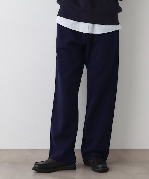 【ウエストゴム/洗える】コットンニットリラクシーパンツ