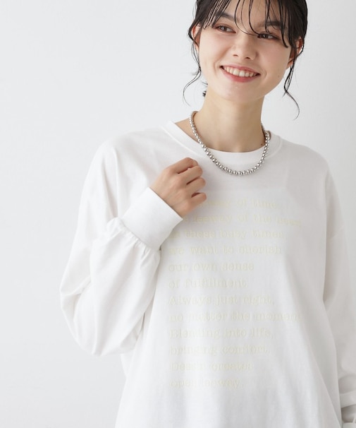 【洗える】メッセージロゴロングスリーブTシャツ