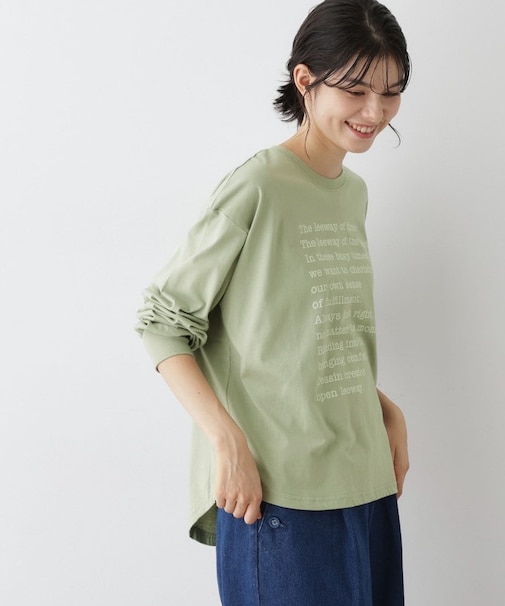 【洗える】メッセージロゴロングスリーブTシャツ