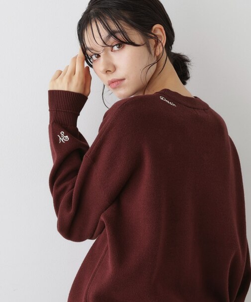 【洗える】刺繍入りジャガードニット