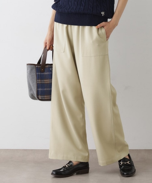 【ウエストゴム・洗える】コンフォートワイドパンツ