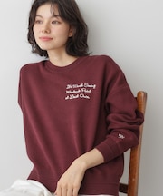【洗える】メッセージ刺繍入りジャガードニット