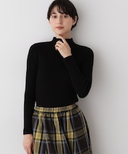【洗える】リブタートルネックニット