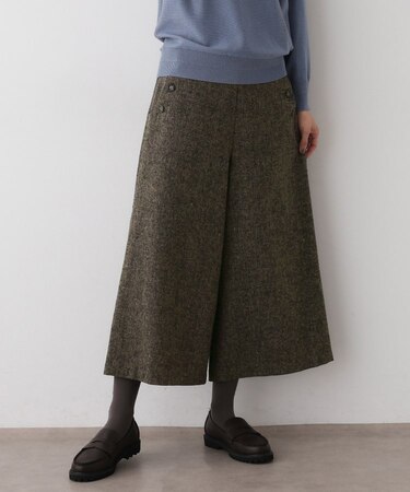 【洗える/後ろゴム】ツイードマリンクロップド丈パンツ