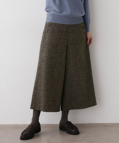 【洗える/後ろゴム】ツイードマリンクロップド丈パンツ