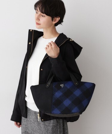 チェック柄ボートトートバッグ