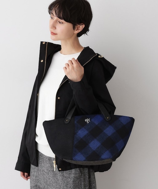チェック柄ボートトートバッグ