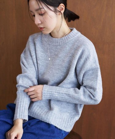 【洗える】クルーネックワイドニット