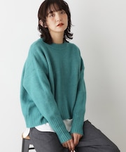 【洗える】クルーネックワイドニット