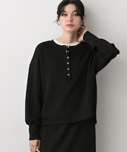 【セットアップ可/洗える】ヘンリーネックプルオーバー