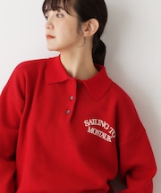 【洗える】フロッキーロゴ入り襟付きニット