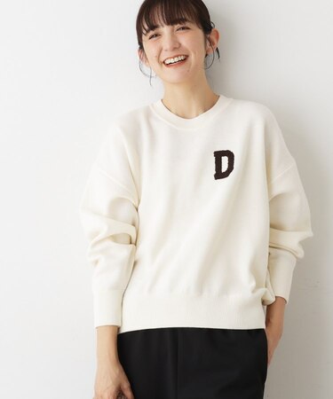 【洗える】Dサガラ刺繍ワッペン付きニット