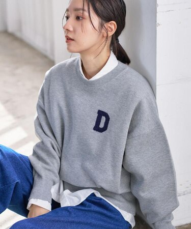 【洗える】Dサガラ刺繍ワッペン付きニット