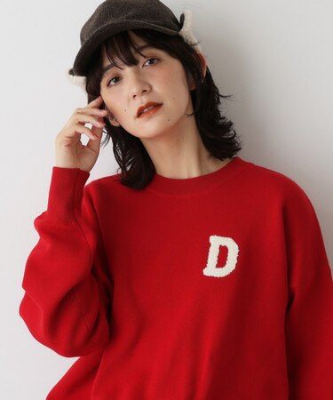 【洗える】Dサガラ刺繍ワッペン付きニット