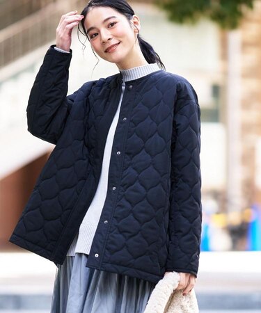 キルトノーカラージャケット