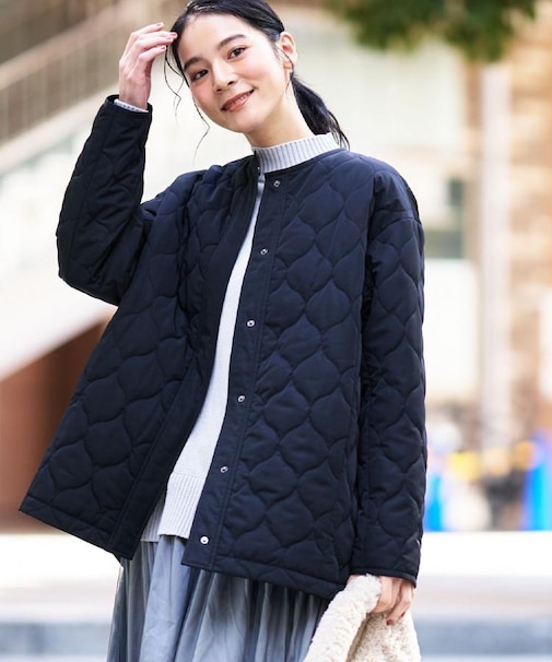 キルトノーカラージャケット