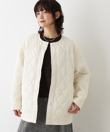 キルトノーカラージャケット