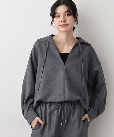 【セットアップ可/洗える】ツイードライクスキッパーシャツ