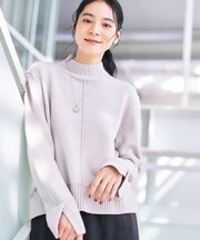 【洗える】センタータックラインハイネックニット