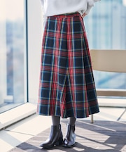 【洗える】チェック柄起毛フレアスカート