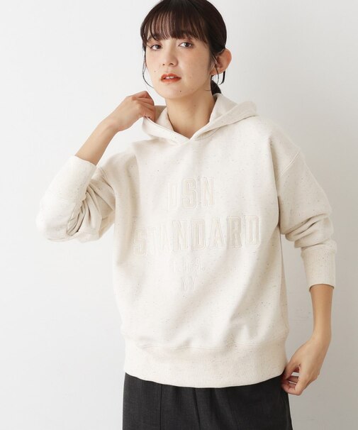 【ユニセックス/洗える】ネップ裏毛フーディートレーナー